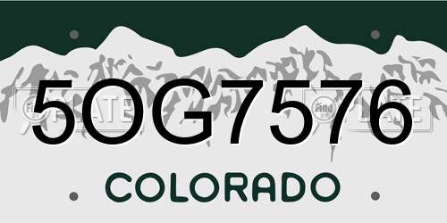 5OG7576 Colorado License Plate