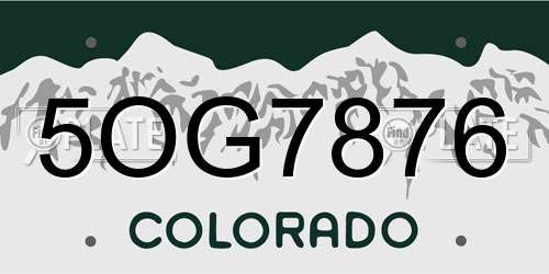 5OG7876 Colorado License Plate