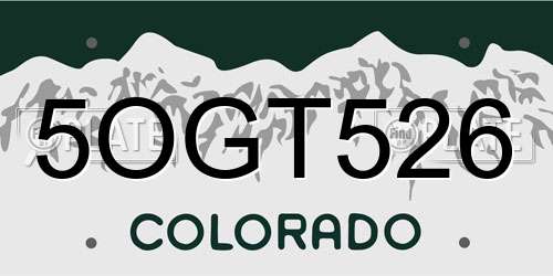 5OGT526 Colorado License Plate