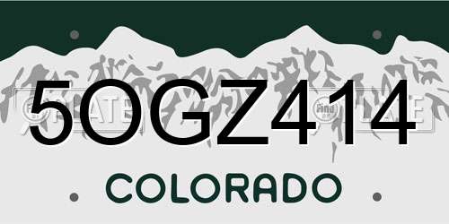 5OGZ414 Colorado License Plate