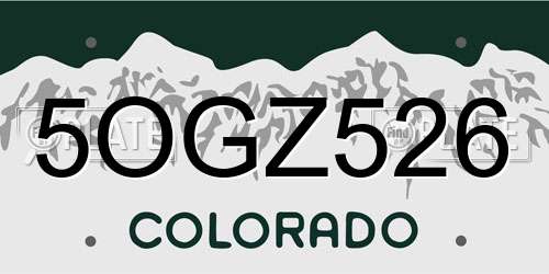 5OGZ526 Colorado License Plate