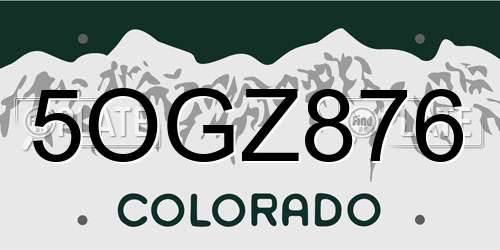 5OGZ876 Colorado License Plate