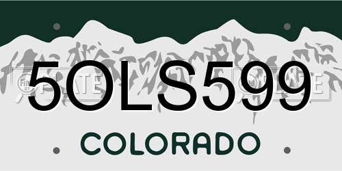 5OLS599 Colorado License Plate
