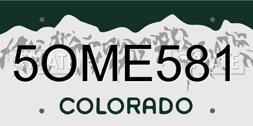 5OME581 Colorado License Plate