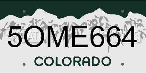 5OME664 Colorado License Plate