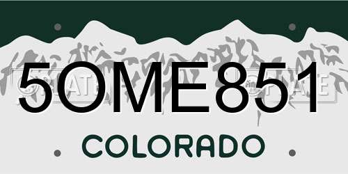 5OME851 Colorado License Plate