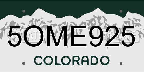 5OME925 Colorado License Plate
