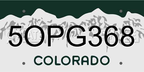 5OPG368 Colorado License Plate