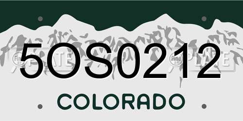 5OS0212 Colorado License Plate