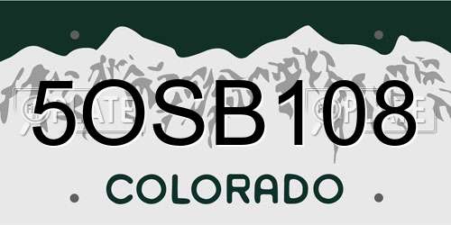 5OSB108 Colorado License Plate
