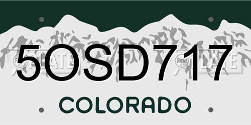 5OSD717 Colorado License Plate