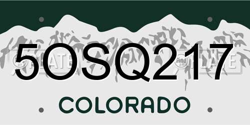 5OSQ217 Colorado License Plate