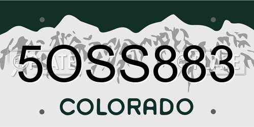 5OSS883 Colorado License Plate