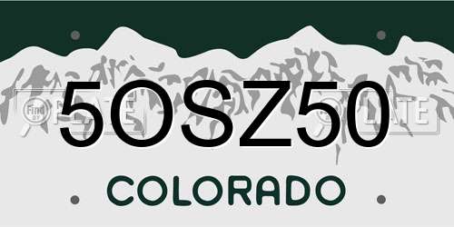 5OSZ50 Colorado License Plate