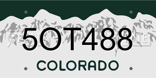 5OT488 Colorado License Plate