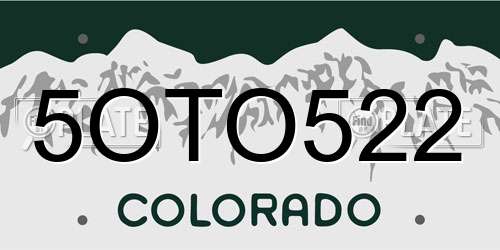 5OTO522 Colorado License Plate