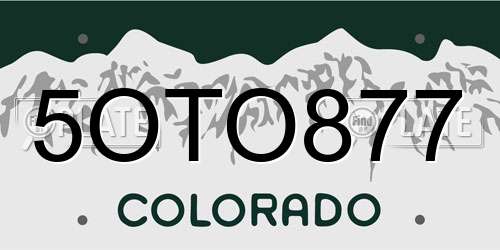 5OTO877 Colorado License Plate