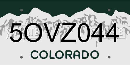 5OVZ044 Colorado License Plate