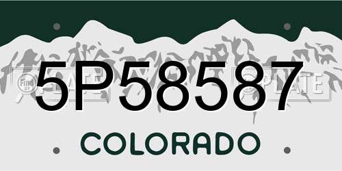 5P58587 Colorado License Plate