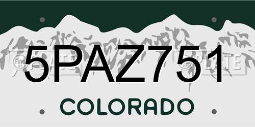 5PAZ751 Colorado License Plate