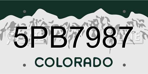 5PB7987 Colorado License Plate