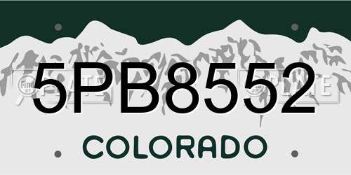 5PB8552 Colorado License Plate