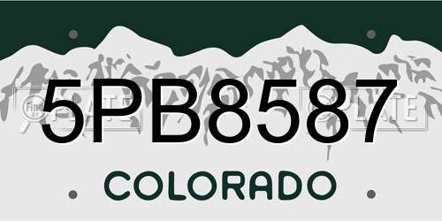 5PB8587 Colorado License Plate