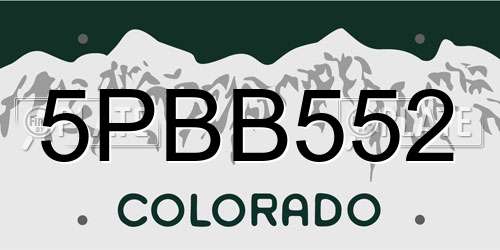 5PBB552 Colorado License Plate
