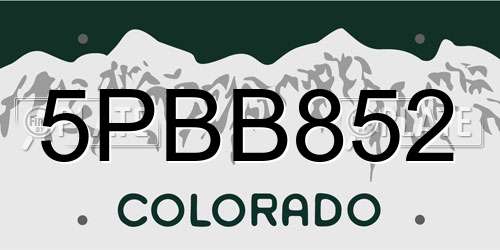 5PBB852 Colorado License Plate