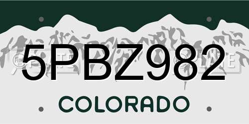 5PBZ982 Colorado License Plate