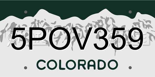 5POV359 Colorado License Plate