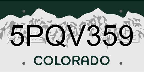 5PQV359 Colorado License Plate