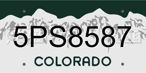 5PS8587 Colorado License Plate