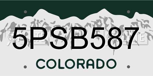 5PSB587 Colorado License Plate