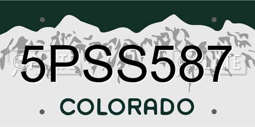 5PSS587 Colorado License Plate