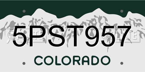 5PST957 Colorado License Plate