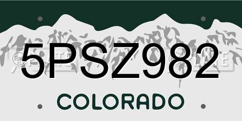 5PSZ982 Colorado License Plate