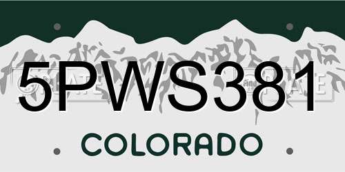 5PWS381 Colorado License Plate