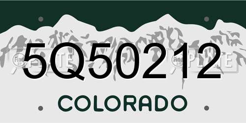5Q50212 Colorado License Plate