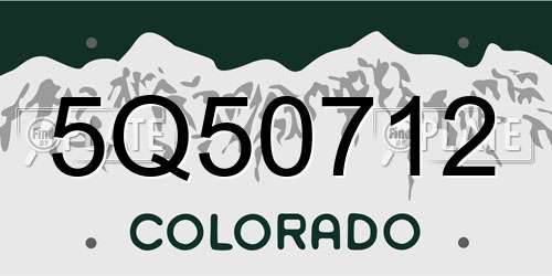 5Q50712 Colorado License Plate