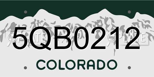 5QB0212 Colorado License Plate