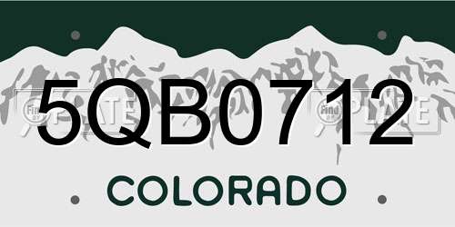 5QB0712 Colorado License Plate
