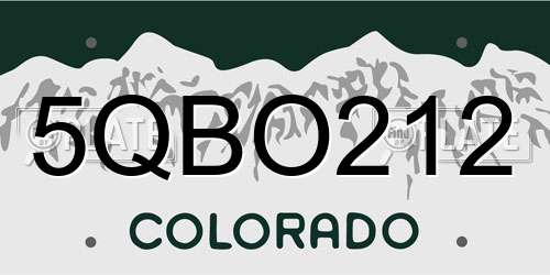 5QBO212 Colorado License Plate