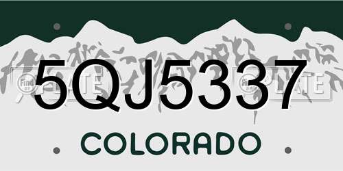 5QJ5337 Colorado License Plate