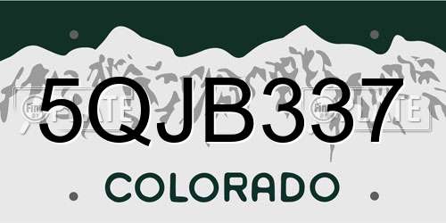 5QJB337 Colorado License Plate