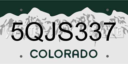 5QJS337 Colorado License Plate