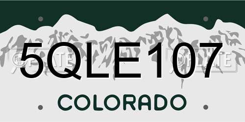 5QLE107 Colorado License Plate
