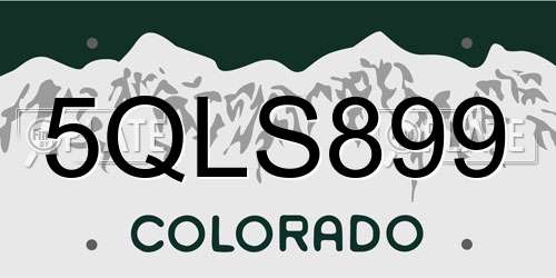 5QLS899 Colorado License Plate