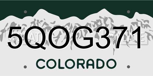 5QOG371 Colorado License Plate