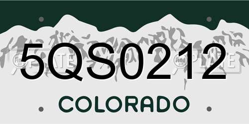 5QS0212 Colorado License Plate